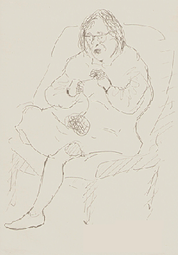 Woman Rolling Wool pencil sketch