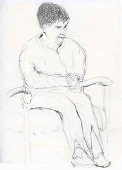 Blind Woman, Music Group pencil sketch