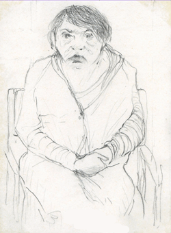 Young Woman, Socila Club pencil sketch