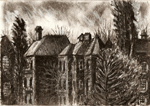 Claybury Mental Hospital charcoal drawing