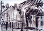 Scaffolding in Pant-y- Afon charcoal drawing